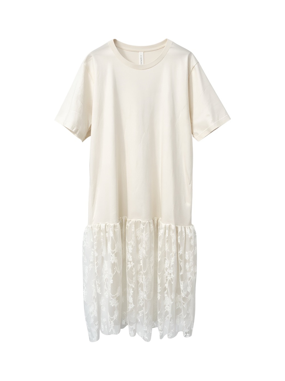 Ivory Lace Trim Tee Dress